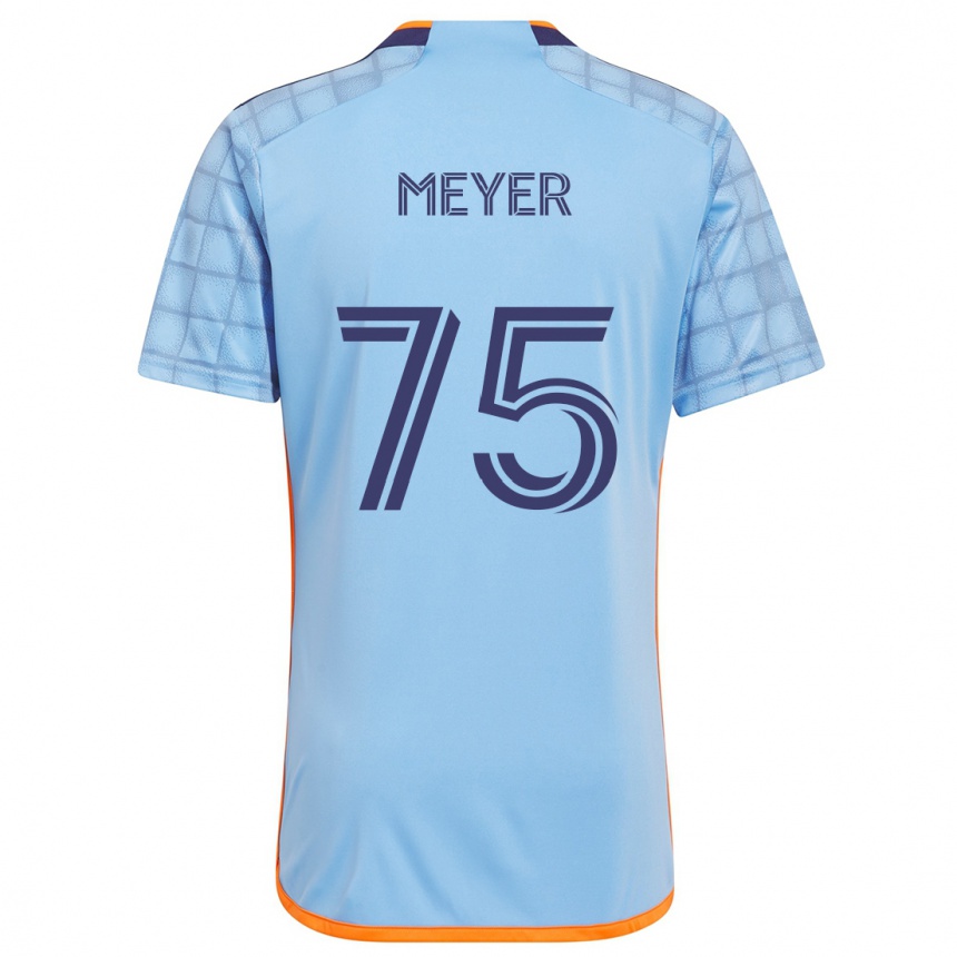 Kids Football Will Meyer #75 Blue Orange Home Jersey 2024/25 T-Shirt Nz