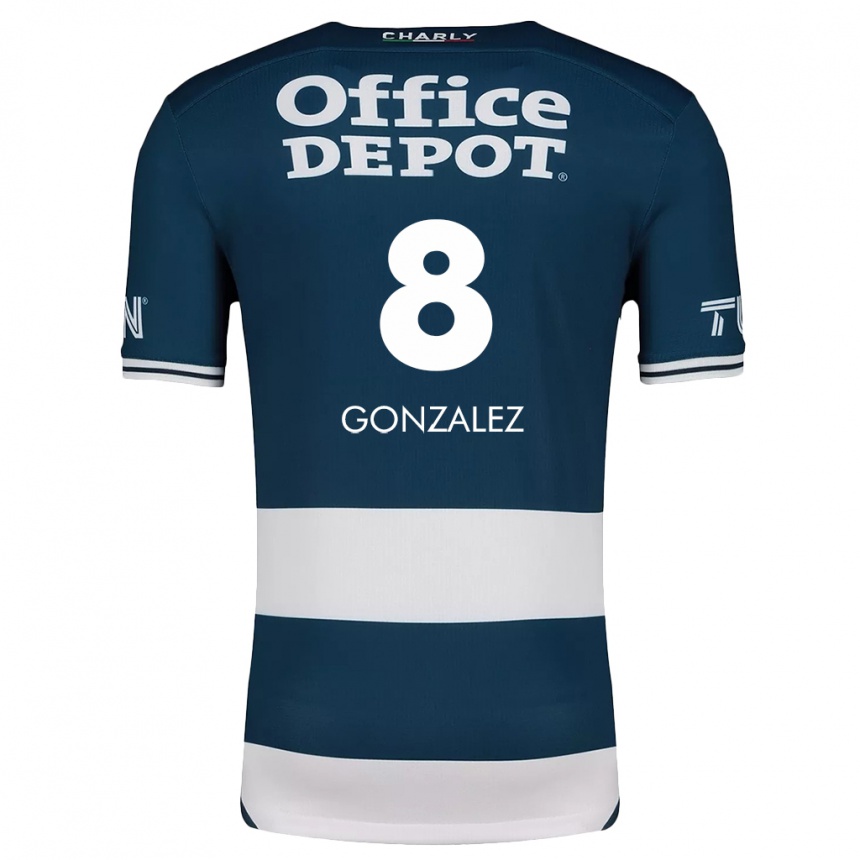 Kids Football Bryan González #8 Blue White Home Jersey 2024/25 T-Shirt Nz