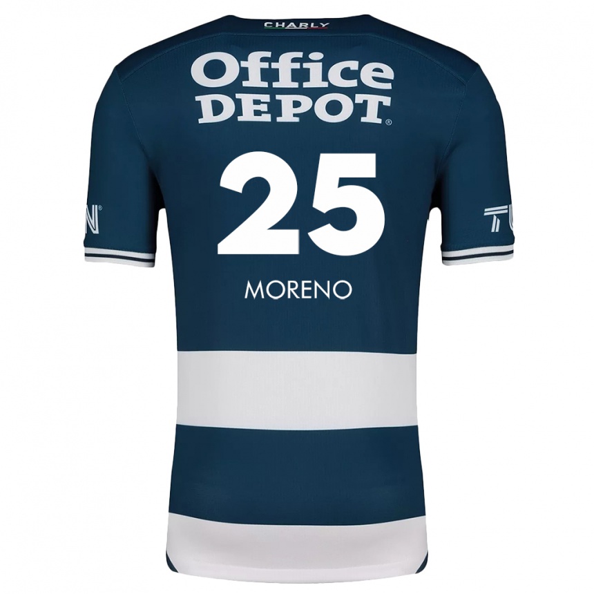 Kids Football Carlos Moreno #25 Blue White Home Jersey 2024/25 T-Shirt Nz