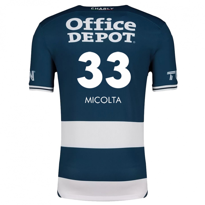 Kids Football Andrés Micolta #33 Blue White Home Jersey 2024/25 T-Shirt Nz