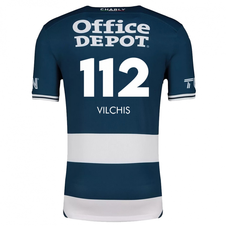 Kids Football Leonardo Vílchis #112 Blue White Home Jersey 2024/25 T-Shirt Nz