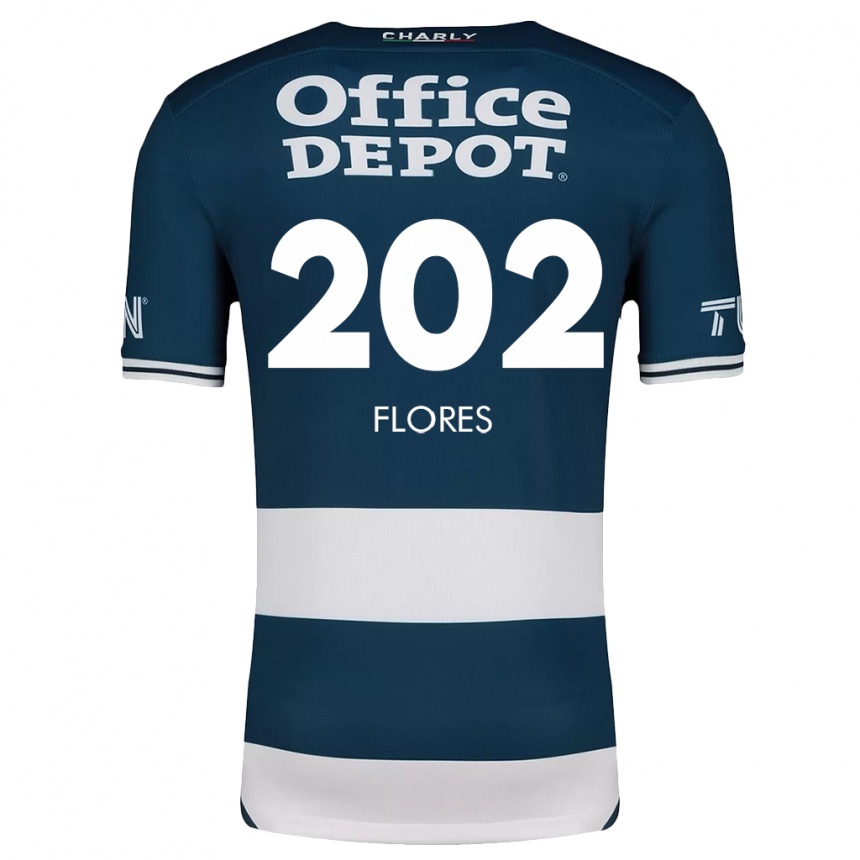 Kids Football Luis Flores #202 Blue White Home Jersey 2024/25 T-Shirt Nz