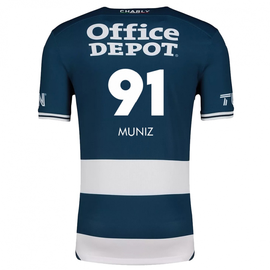 Kids Football Brandon Muñiz #91 Blue White Home Jersey 2024/25 T-Shirt Nz