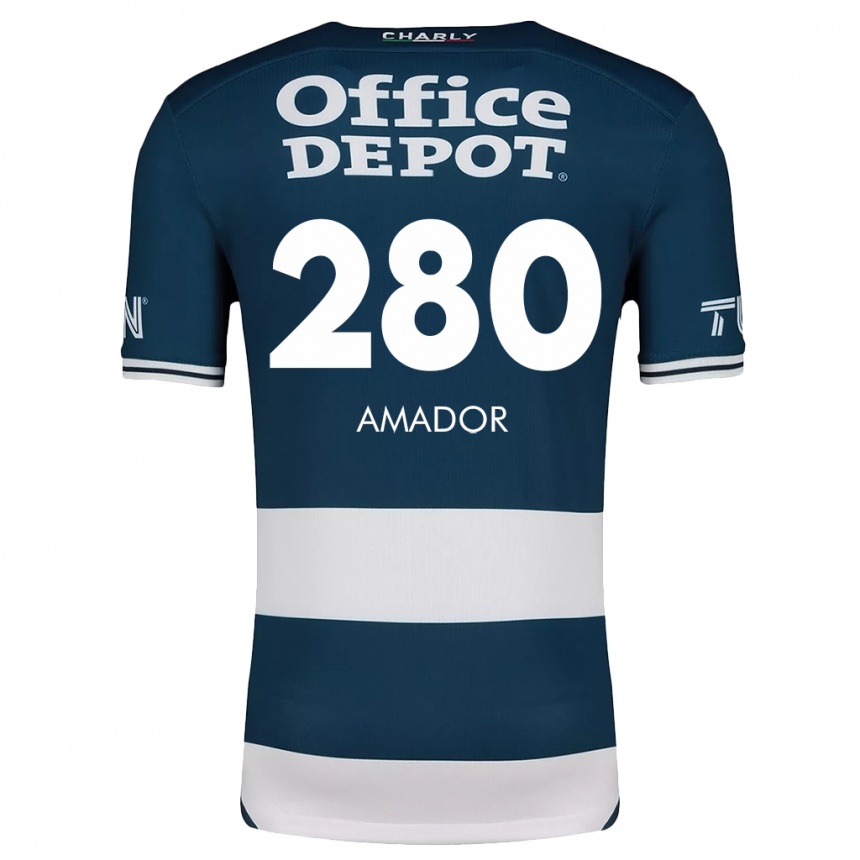 Kids Football Santiago Amador #280 Blue White Home Jersey 2024/25 T-Shirt Nz