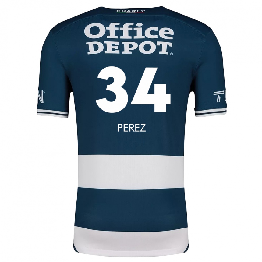 Kids Football Julio Pérez #34 Blue White Home Jersey 2024/25 T-Shirt Nz