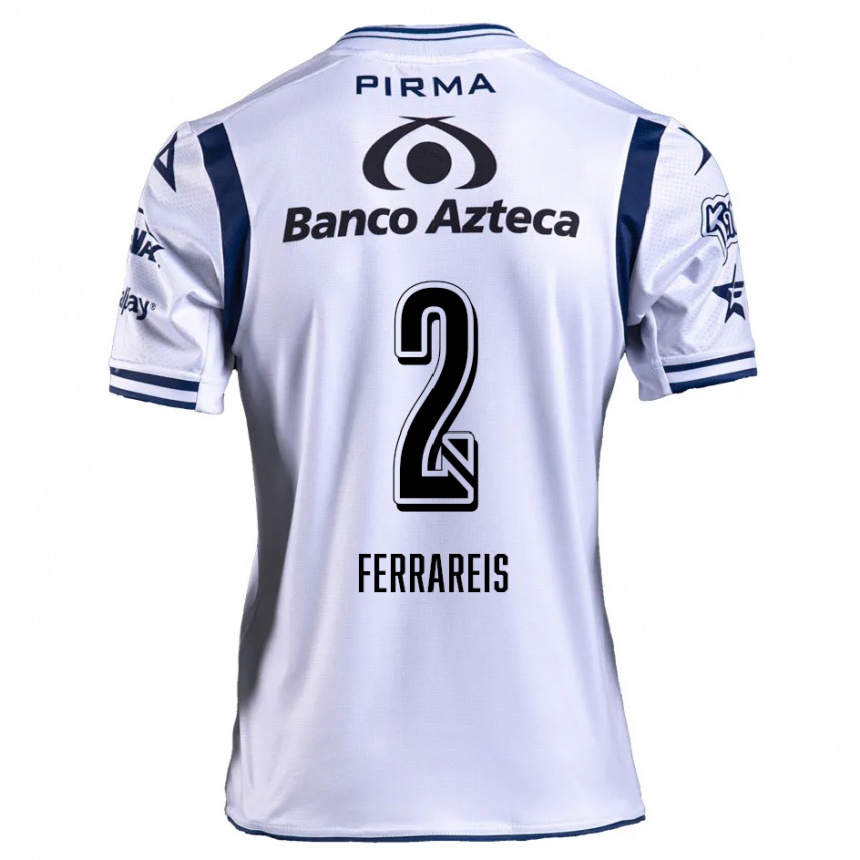 Kids Football Gustavo Ferrareis #2 White Navy Blue Home Jersey 2024/25 T-Shirt Nz