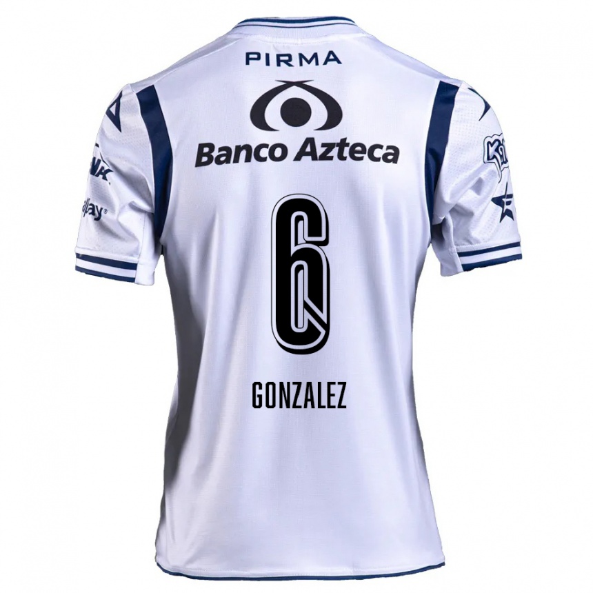 Kids Football Pablo González #6 White Navy Blue Home Jersey 2024/25 T-Shirt Nz