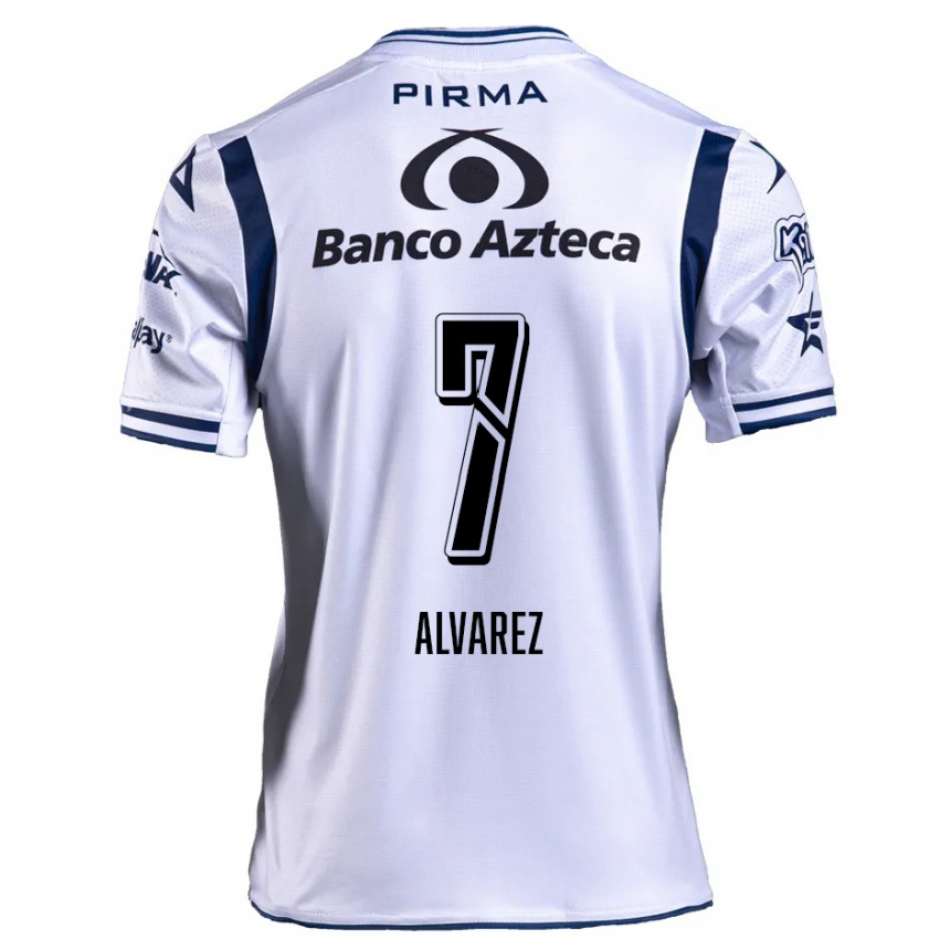 Kids Football Daniel Álvarez #7 White Navy Blue Home Jersey 2024/25 T-Shirt Nz