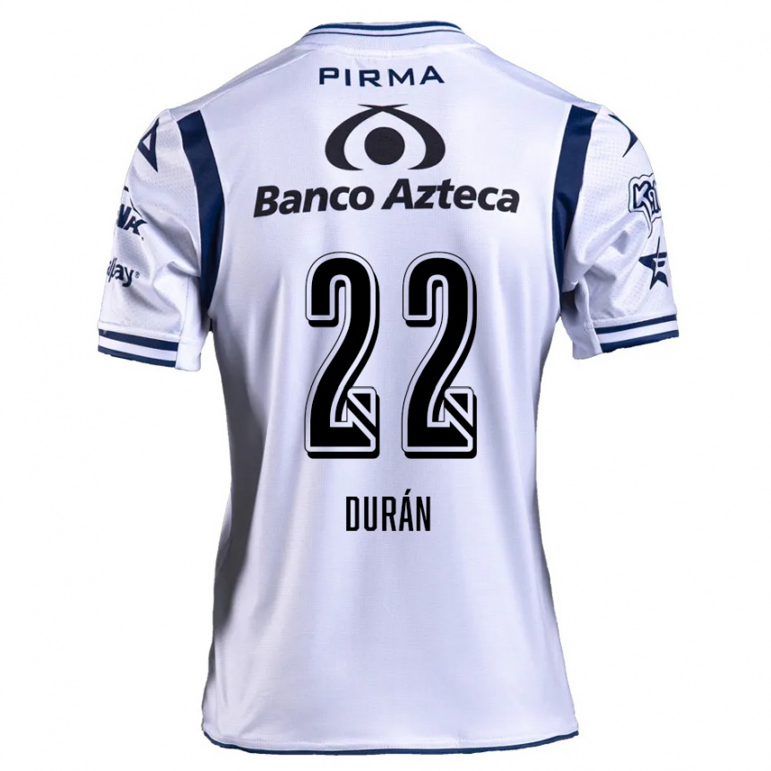 Kids Football Rafael Durán #22 White Navy Blue Home Jersey 2024/25 T-Shirt Nz