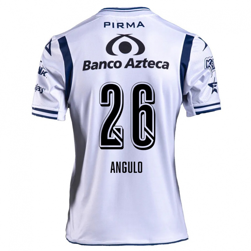 Kids Football Brayan Angulo #26 White Navy Blue Home Jersey 2024/25 T-Shirt Nz