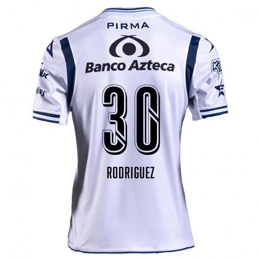 Kids Football Jesús Rodríguez #30 White Navy Blue Home Jersey 2024/25 T-Shirt Nz