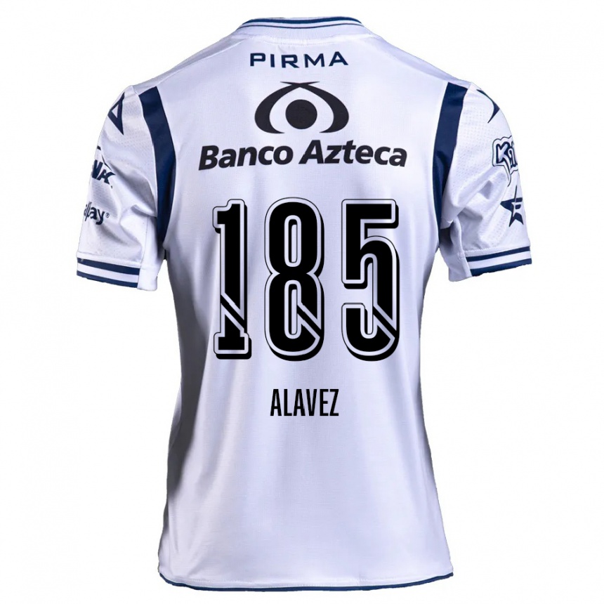 Kids Football Brian Alavez #185 White Navy Blue Home Jersey 2024/25 T-Shirt Nz