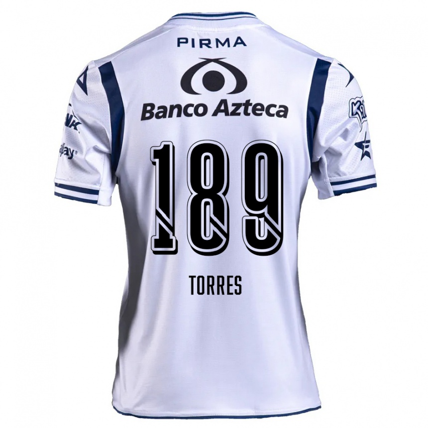 Kids Football Dylan Torres #189 White Navy Blue Home Jersey 2024/25 T-Shirt Nz