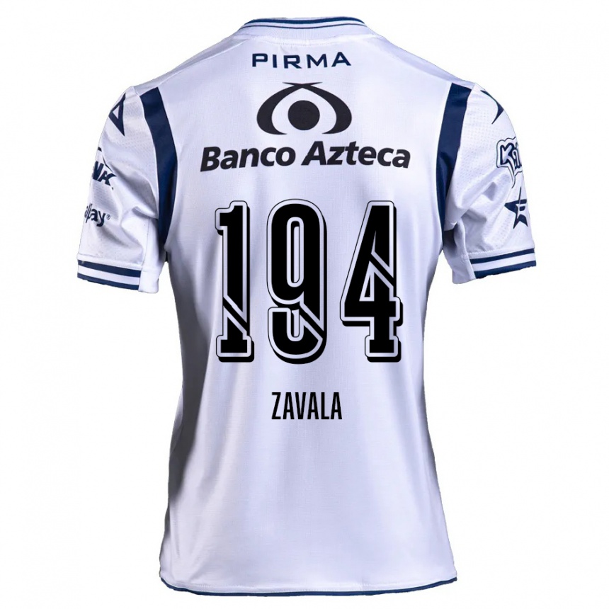 Kids Football Arath Zavala #194 White Navy Blue Home Jersey 2024/25 T-Shirt Nz