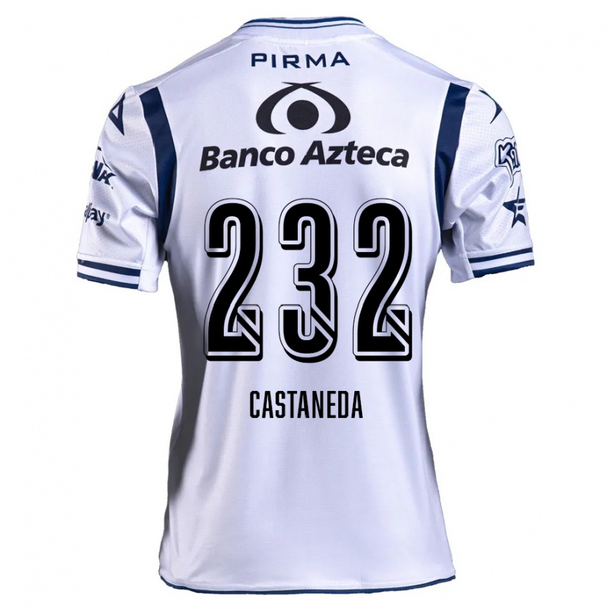 Kids Football Ángel Castañeda #232 White Navy Blue Home Jersey 2024/25 T-Shirt Nz