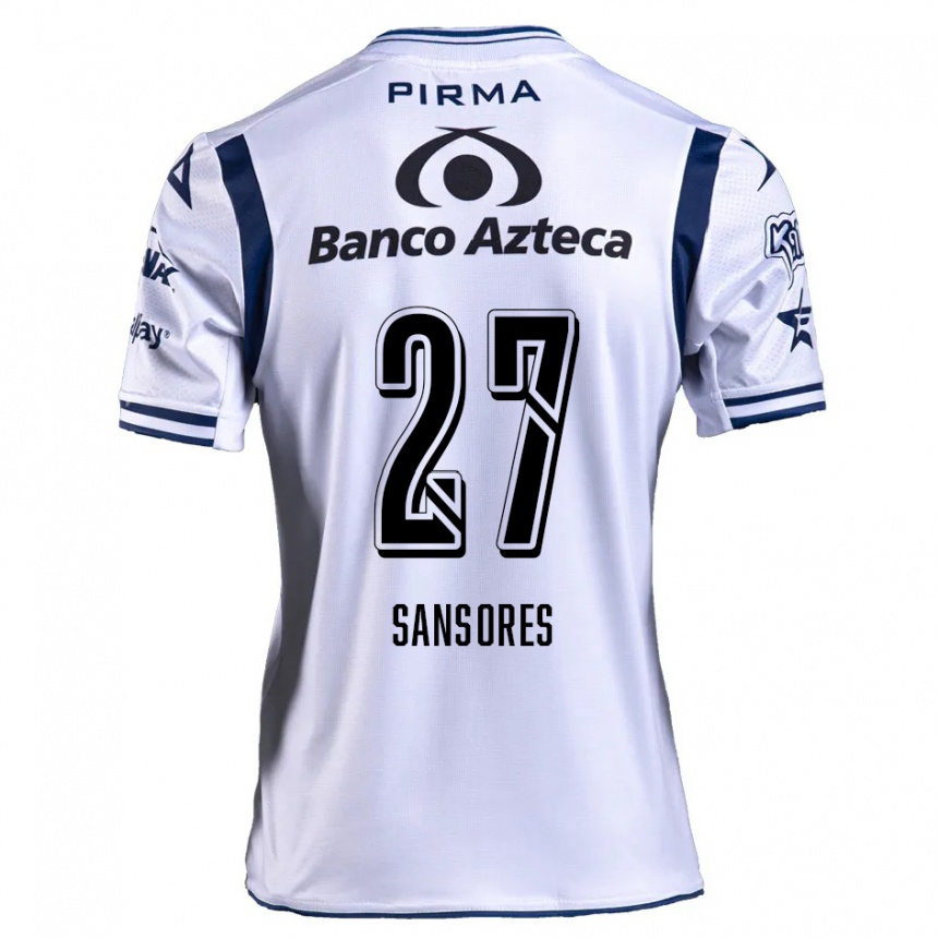 Kids Football Miguel Sansores #27 White Navy Blue Home Jersey 2024/25 T-Shirt Nz