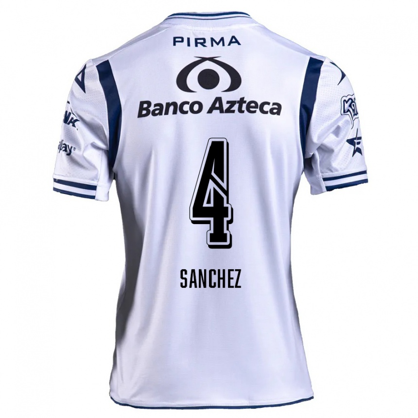 Kids Football Liliana Sánchez #4 White Navy Blue Home Jersey 2024/25 T-Shirt Nz