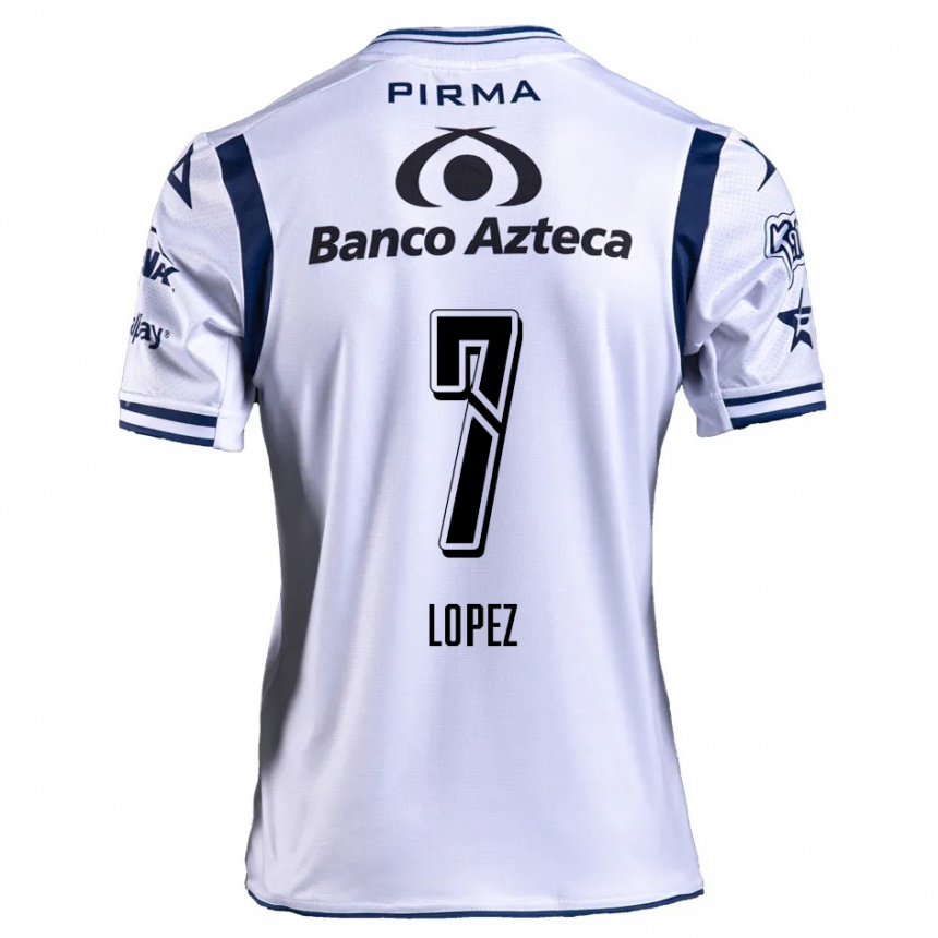 Kids Football Viridiana López #7 White Navy Blue Home Jersey 2024/25 T-Shirt Nz