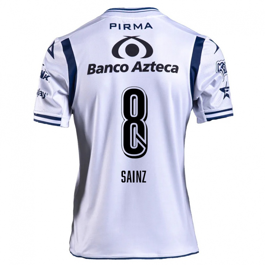 Kids Football María Sainz #8 White Navy Blue Home Jersey 2024/25 T-Shirt Nz