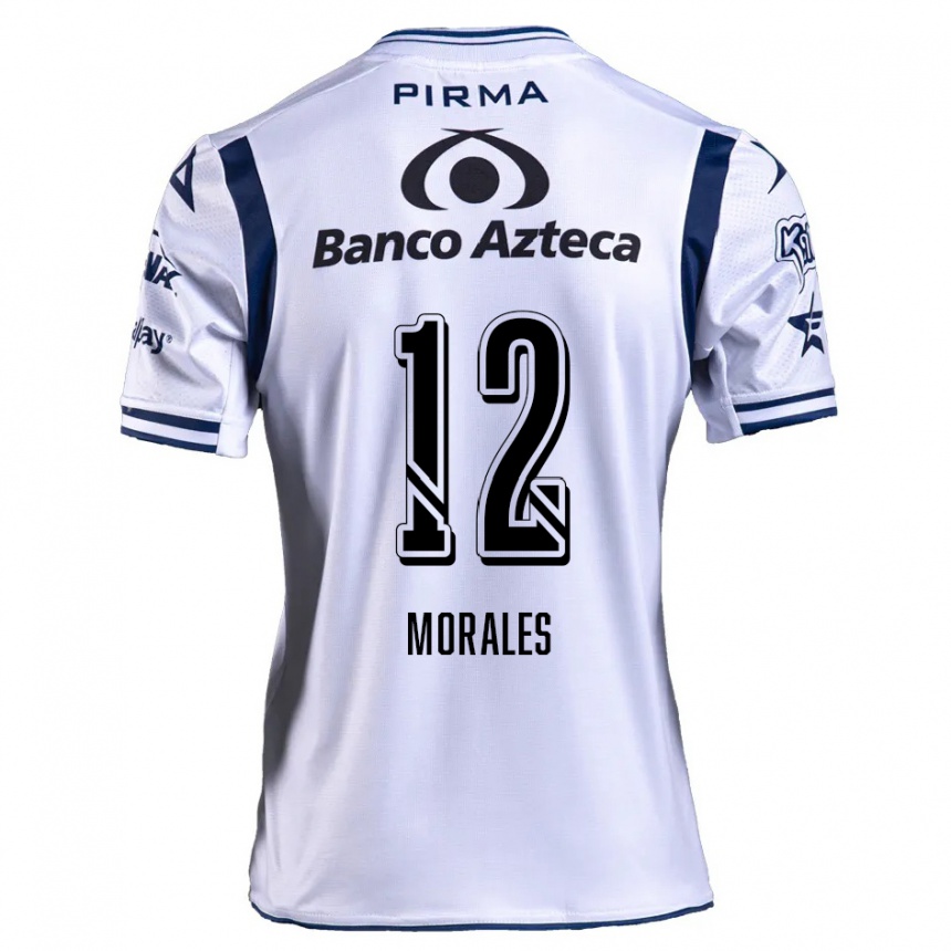 Kids Football Karla Morales #12 White Navy Blue Home Jersey 2024/25 T-Shirt Nz