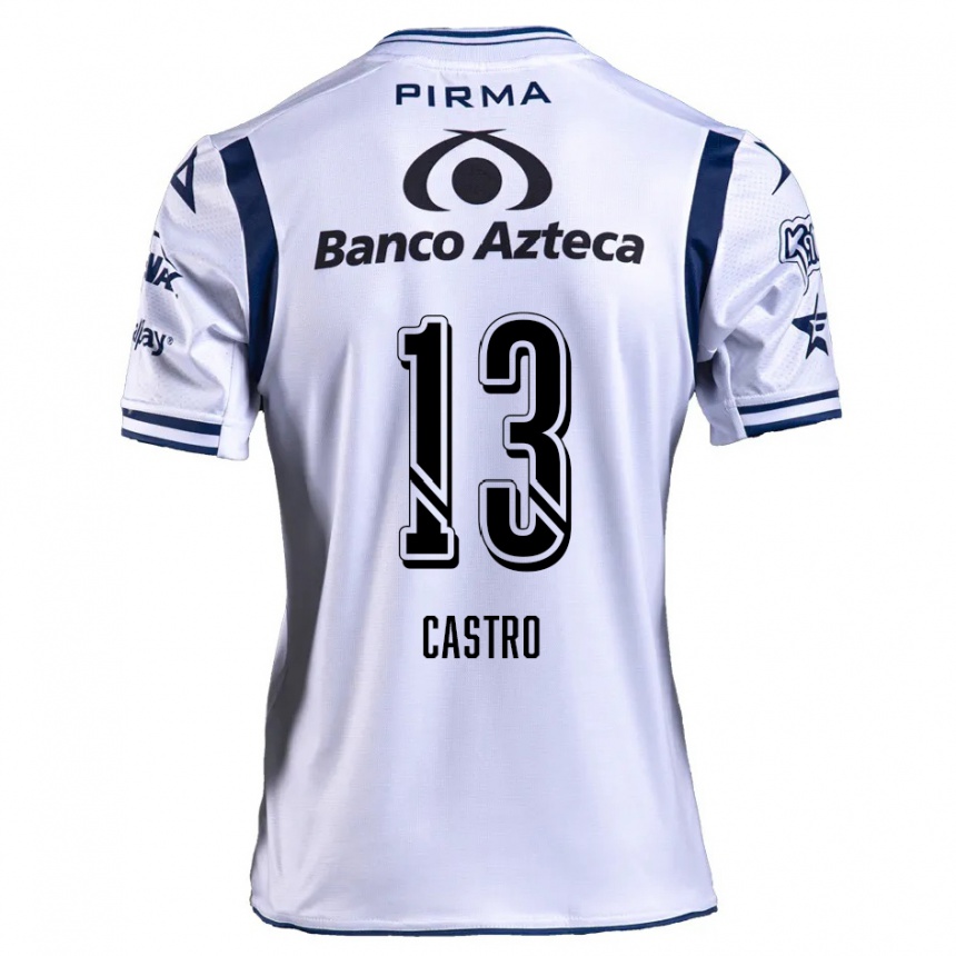 Kids Football Mariam Castro #13 White Navy Blue Home Jersey 2024/25 T-Shirt Nz