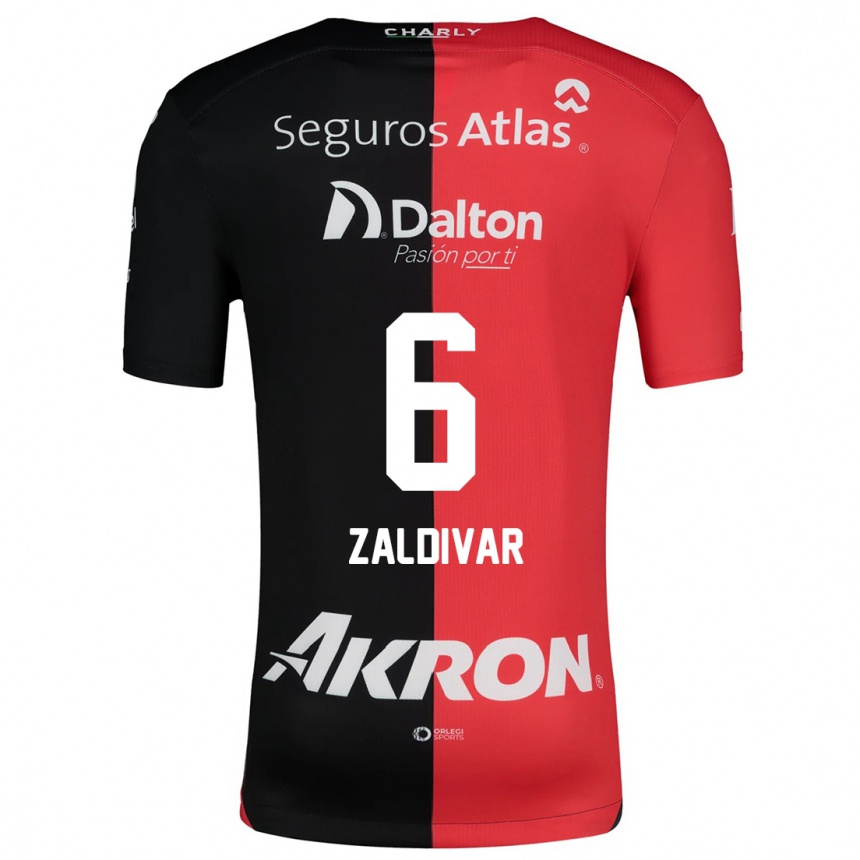 Kids Football Édgar Zaldívar #6 Red Black Home Jersey 2024/25 T-Shirt Nz