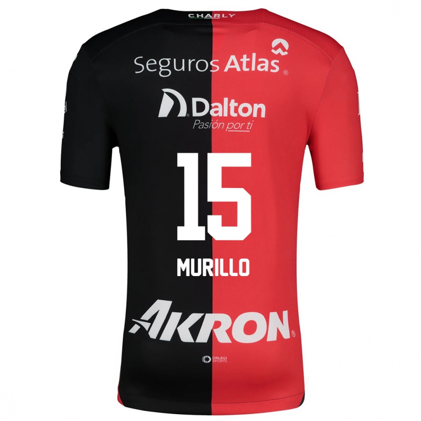 Kids Football Jhon Murillo #15 Red Black Home Jersey 2024/25 T-Shirt Nz