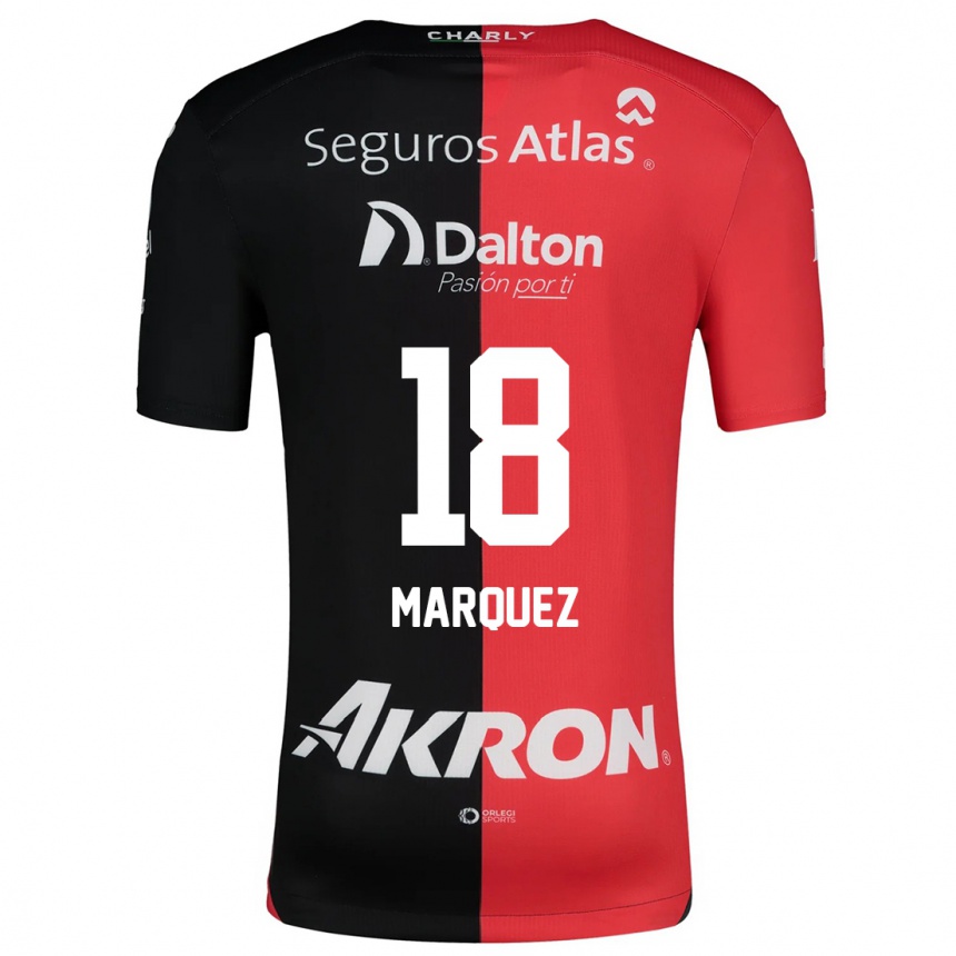 Kids Football Jeremy Márquez #18 Red Black Home Jersey 2024/25 T-Shirt Nz