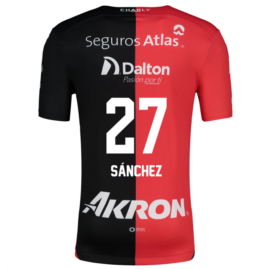 Kids Football Antonio Sánchez #27 Red Black Home Jersey 2024/25 T-Shirt Nz