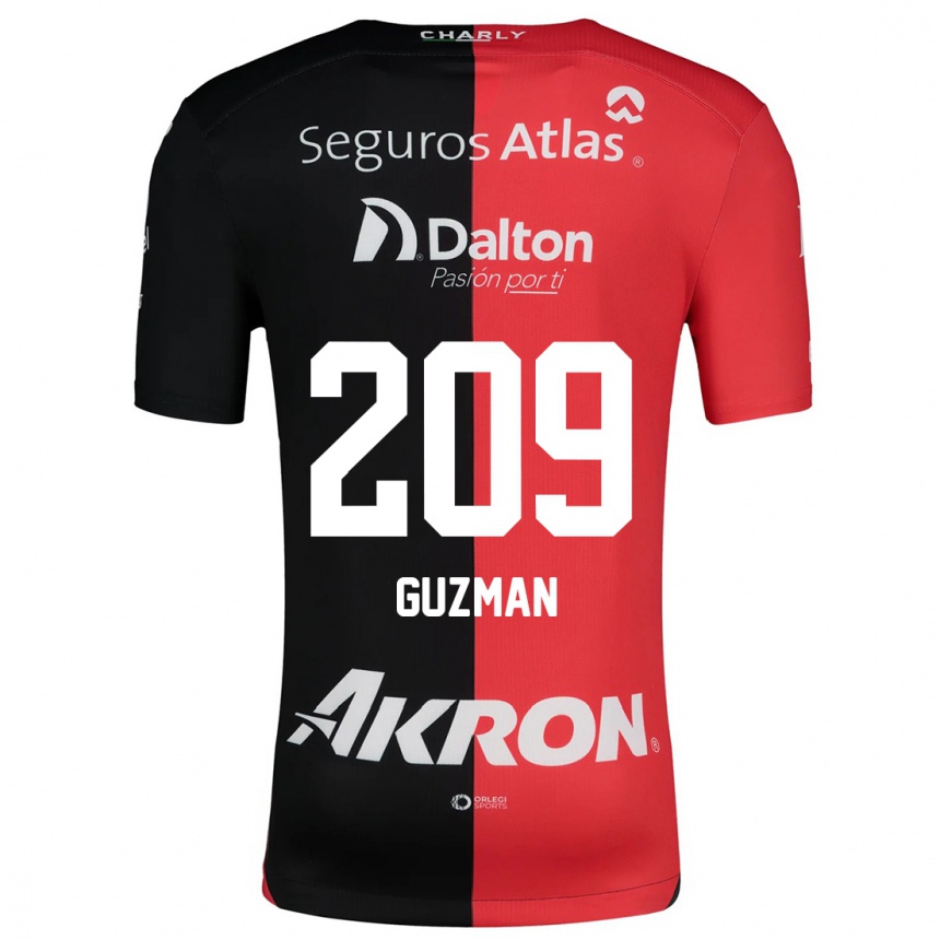 Kids Football Jorge Guzmán #209 Red Black Home Jersey 2024/25 T-Shirt Nz