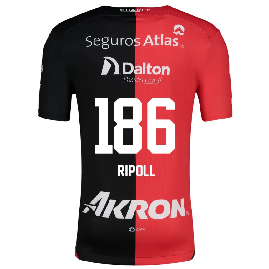 Kids Football Alonso Ripoll #186 Red Black Home Jersey 2024/25 T-Shirt Nz