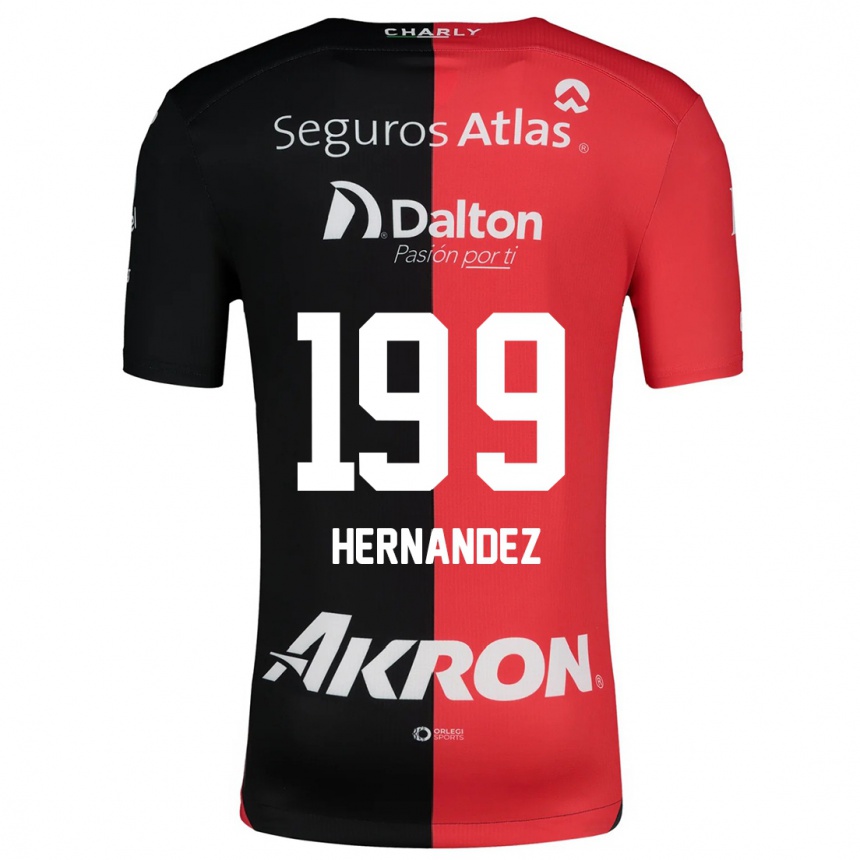 Kids Football Sergio Hernández #199 Red Black Home Jersey 2024/25 T-Shirt Nz