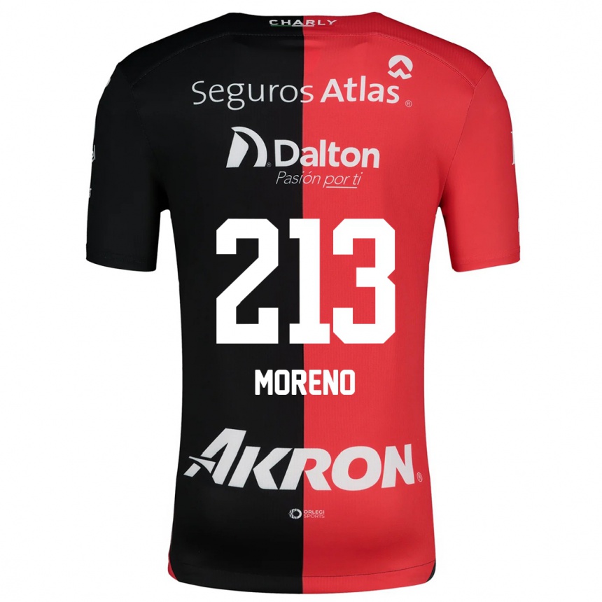 Kids Football Eduardo Moreno #213 Red Black Home Jersey 2024/25 T-Shirt Nz