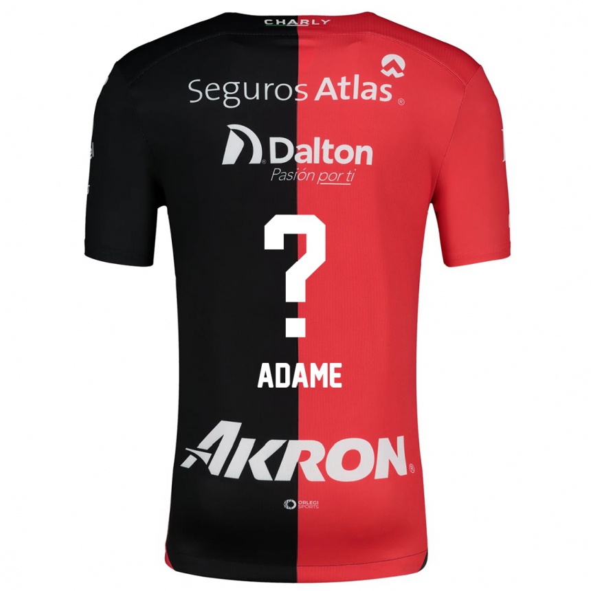 Kids Football Edgar Adame #0 Red Black Home Jersey 2024/25 T-Shirt Nz