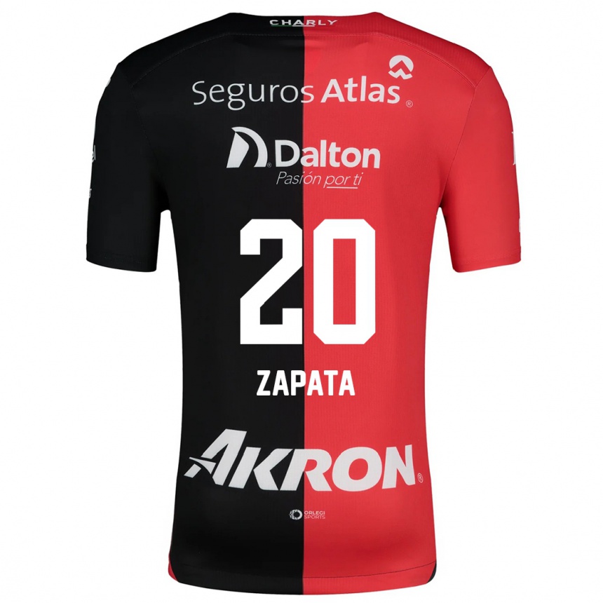 Kids Football Juan Zapata #20 Red Black Home Jersey 2024/25 T-Shirt Nz