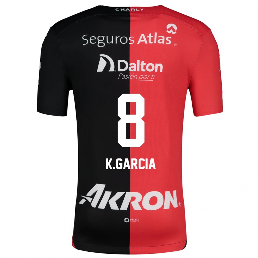 Kids Football Karen García #8 Red Black Home Jersey 2024/25 T-Shirt Nz