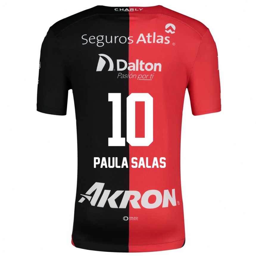 Kids Football María Paula Salas #10 Red Black Home Jersey 2024/25 T-Shirt Nz