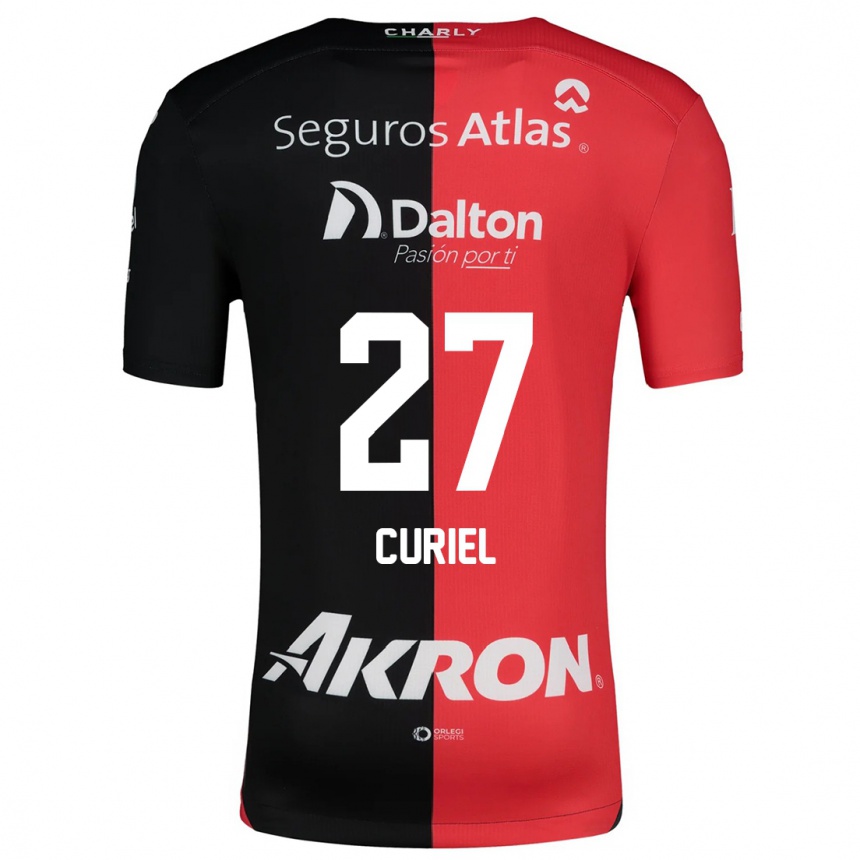 Kids Football Alexa Curiel #27 Red Black Home Jersey 2024/25 T-Shirt Nz