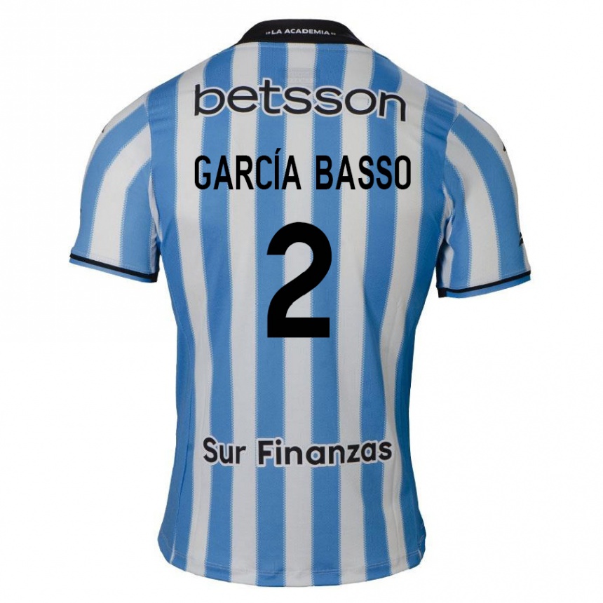 Kids Football Agustín García Basso #2 Blue White Black Home Jersey 2024/25 T-Shirt Nz