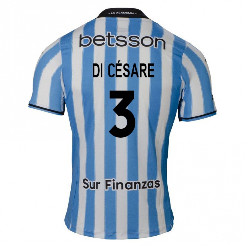 Kids Football Marco Di Césare #3 Blue White Black Home Jersey 2024/25 T-Shirt Nz