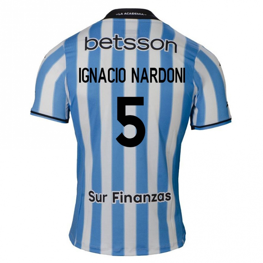 Kids Football Juan Ignacio Nardoni #5 Blue White Black Home Jersey 2024/25 T-Shirt Nz