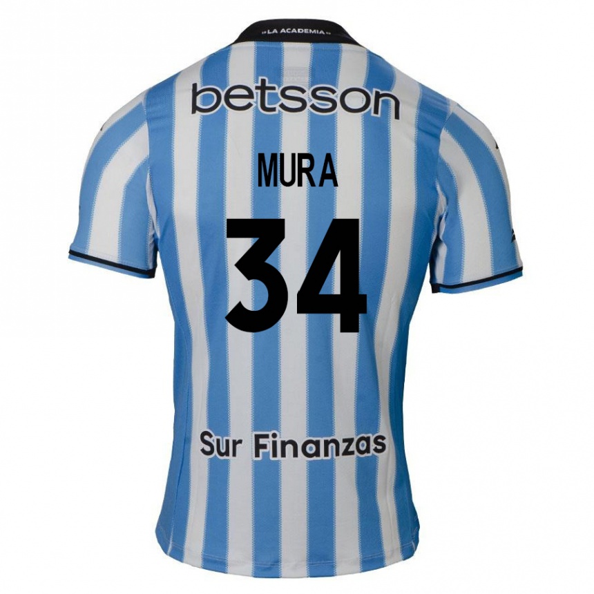 Kids Football Facundo Mura #34 Blue White Black Home Jersey 2024/25 T-Shirt Nz