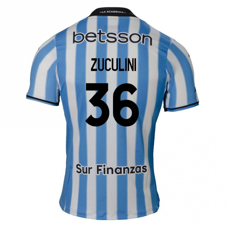 Kids Football Bruno Zuculini #36 Blue White Black Home Jersey 2024/25 T-Shirt Nz