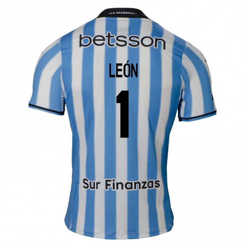 Kids Football Roberto León #1 Blue White Black Home Jersey 2024/25 T-Shirt Nz