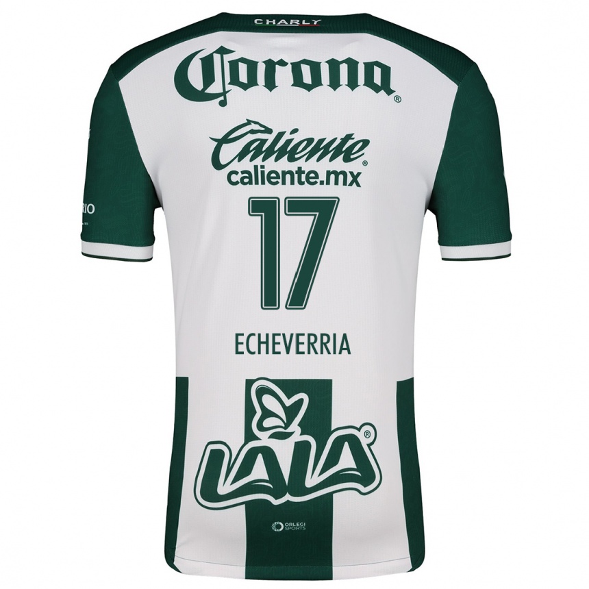 Kids Football Emmanuel Echeverría #17 Green White Home Jersey 2024/25 T-Shirt Nz