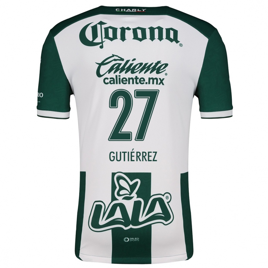 Kids Football Luis Gutiérrez #27 Green White Home Jersey 2024/25 T-Shirt Nz