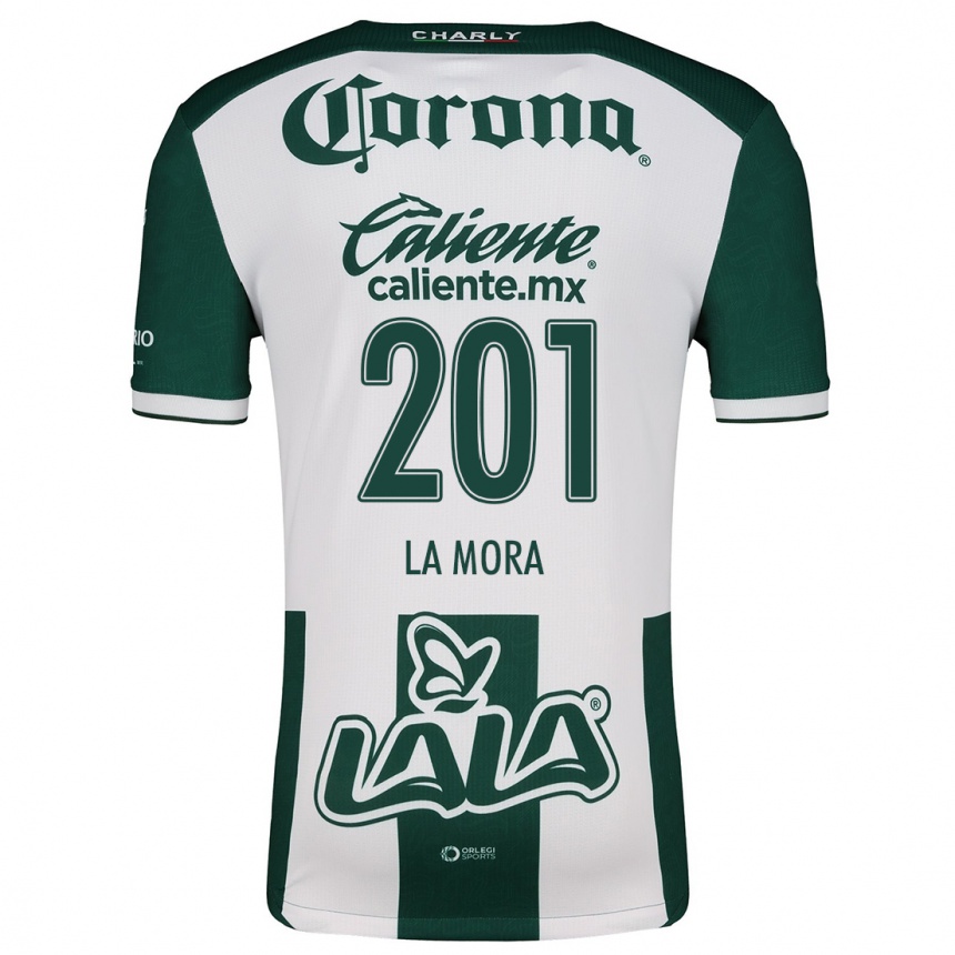 Kids Football Luis De La Mora #201 Green White Home Jersey 2024/25 T-Shirt Nz