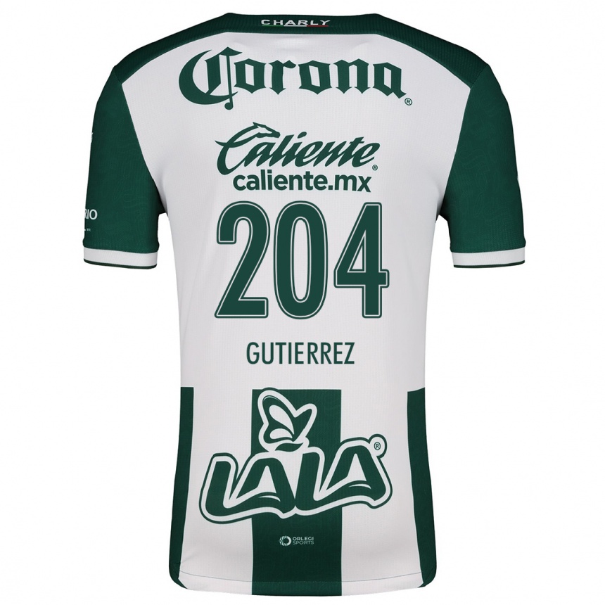 Kids Football Gabriel Gutiérrez #204 Green White Home Jersey 2024/25 T-Shirt Nz