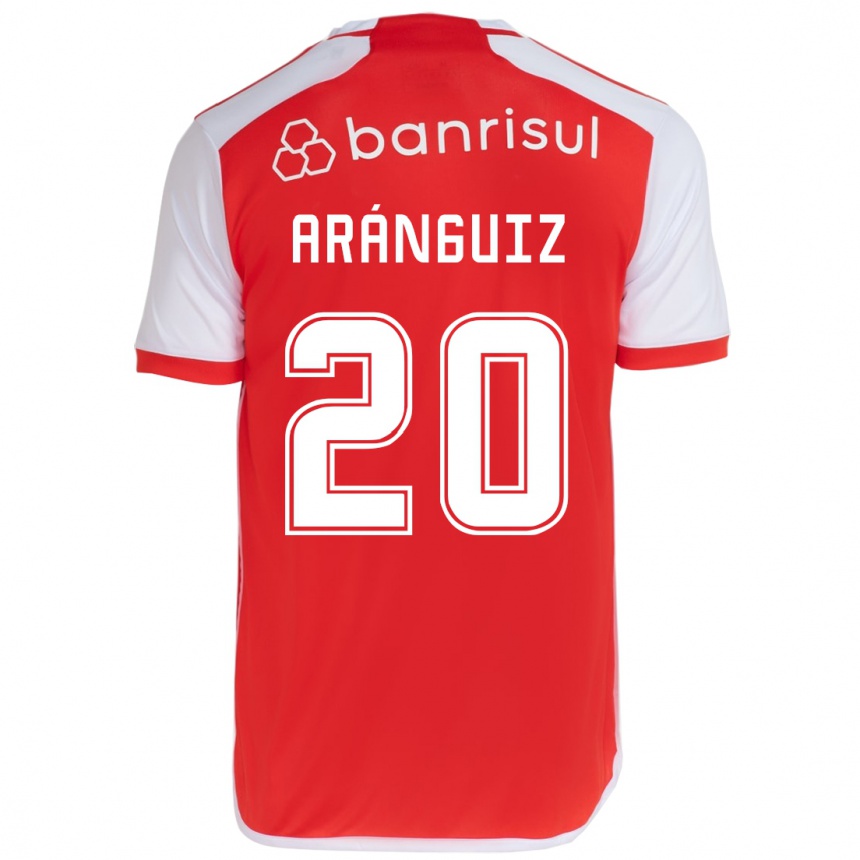 Kids Football Charles Aránguiz #20 Red White Home Jersey 2024/25 T-Shirt Nz