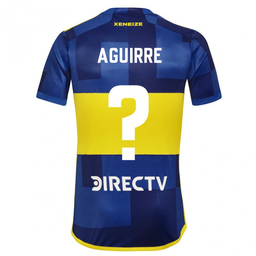 Kids Football Brian Aguirre #0 Blue Yellow Home Jersey 2024/25 T-Shirt Nz